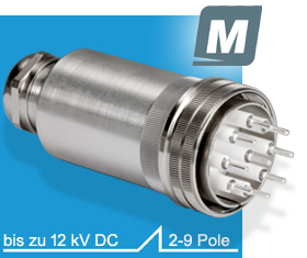 Serie M, HV-Steckverbinder, 12 kVDC, GES High Voltage Hochspannungssteckverbinder Serie M